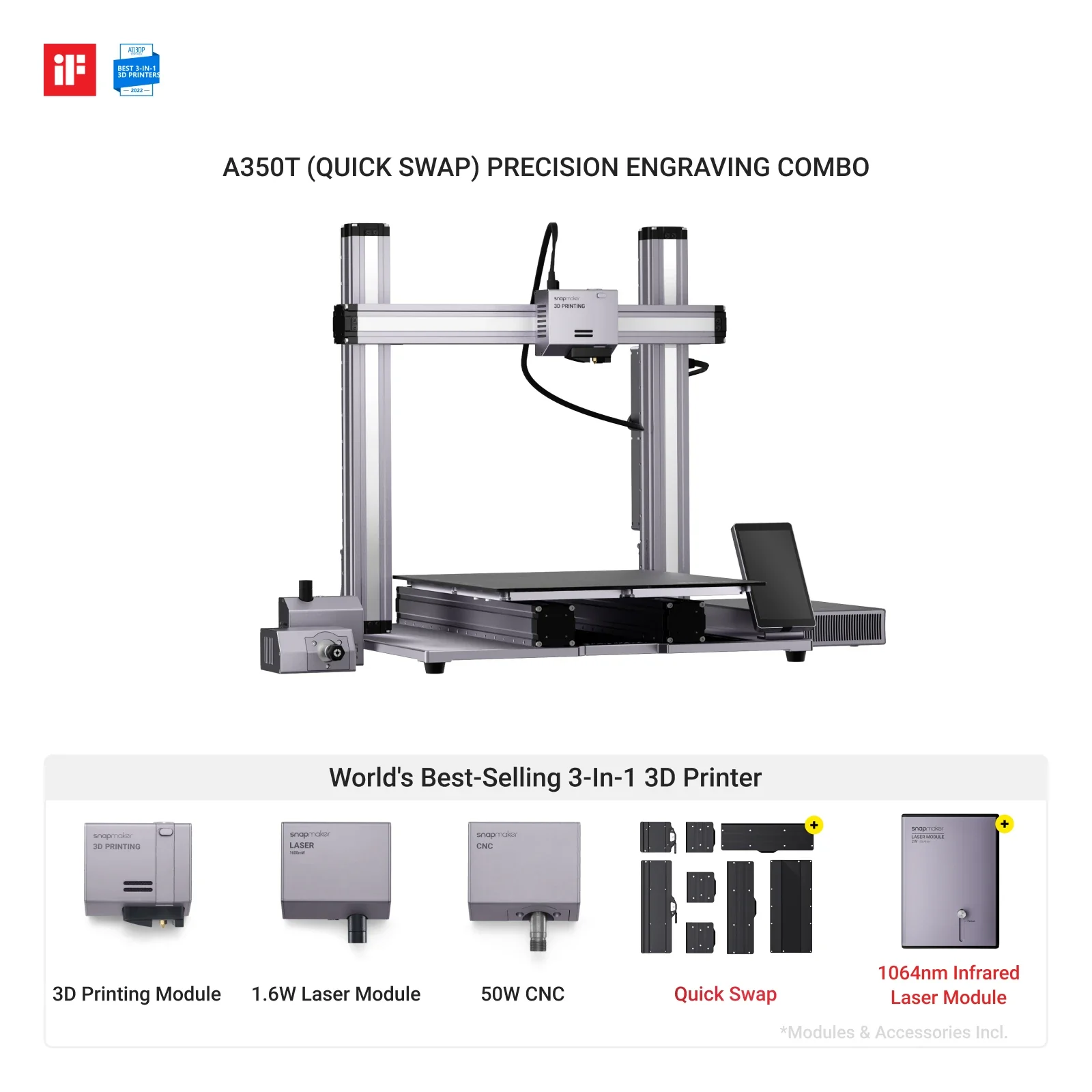 Snapmaker 2.0 Modular 3-in-1 3D Printer A350T - Image 13